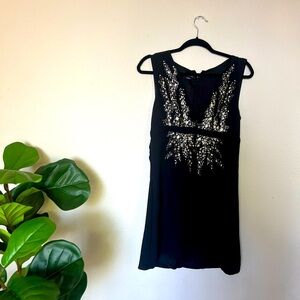 VINTAGE BEBE Black Sleeveless Dress with Silver Embellishments
